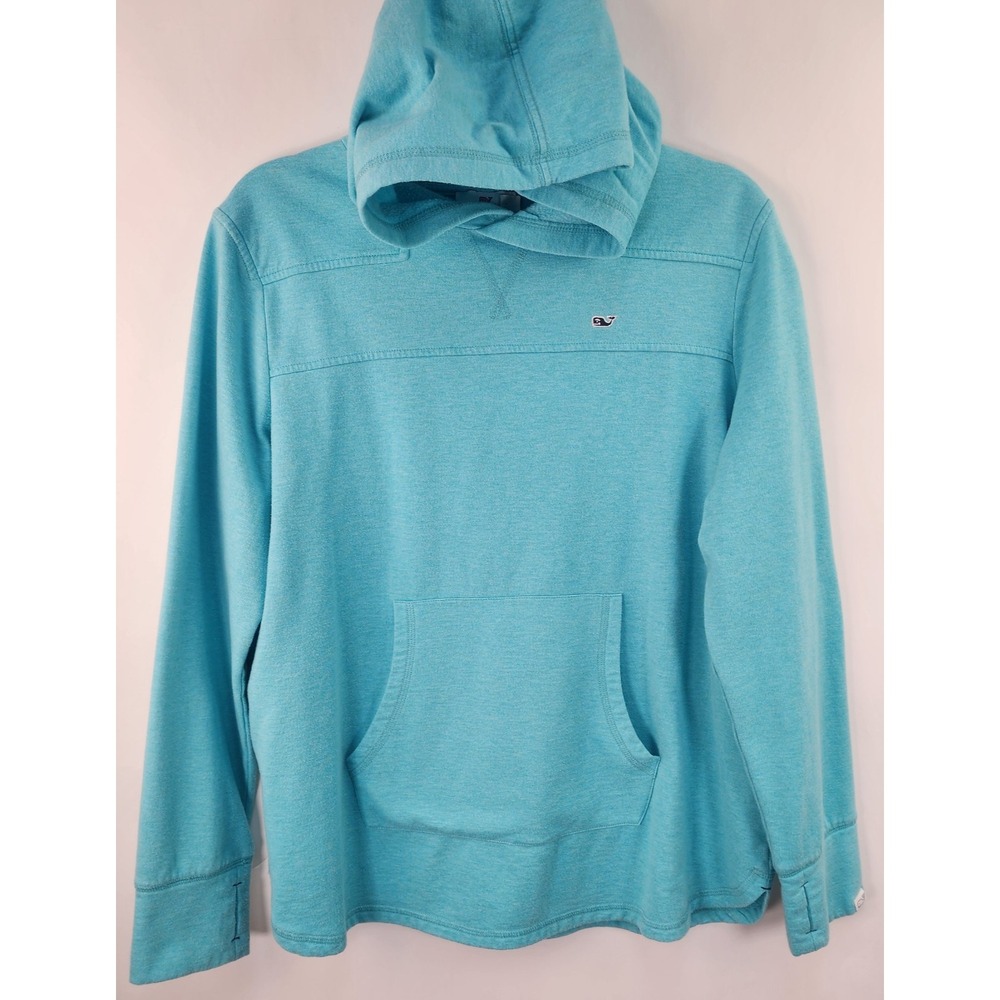 Vineyard Vines Pullover Sweatshirt Hoodie Women's L Pockets Aqua  Embroidered